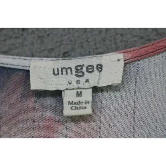 Umgee USA Tie Dyed Dress-Metallic Stripes-Frayed Hemline-Size Medium - Picture 3 of 8